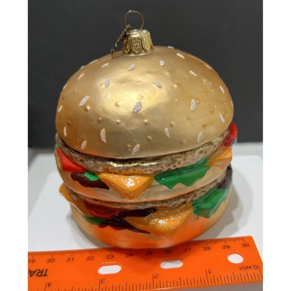 Double Cheeseburger Glass Blown Ornament 4